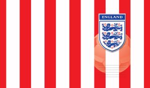 Three Lions, England national football team logo on red and white stripes