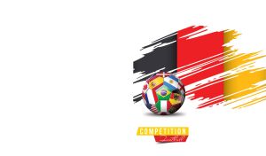 International flags on a football against the flag of Germany on white