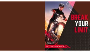 Cyclist conquering the mountain trail on an abstract brown vector backdrop
