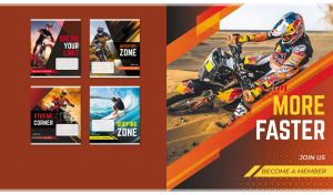 Motorcycle rider in the desert on an abstract orange-brown vector backdrop