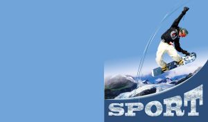 Sportsman on snowboard with snowy hills