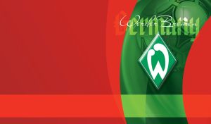 Werder Bremen Football club green and white logo on green and red curves