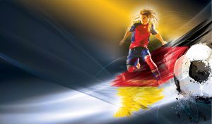 Soccer abstraction of German football club in vibrant yellow, black, and red colors