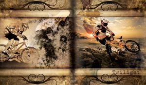 Twilight Bikers | Roaring Moments against Grunge Backgrounds with Bats