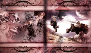 Bike and off-roader hop across the dessert in a pink frame with bat silhouette