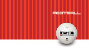 White football on a red striped backdrop