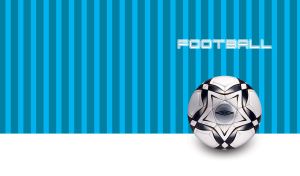 White and grey football on a blue striped backdrop