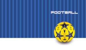 Yellow football with grey stars on a navy-blue striped backdrop