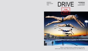 Drive | Sports Collection Featuring Athletes on a Pastel Gray Magazine Cover