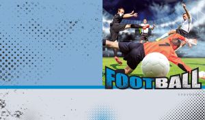 Soccer ball in the goal against a pastel navy grunge backdrop