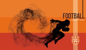 A silhouette of an American football player running fast on orange