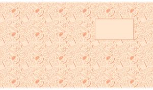 School supplies doodle icons seamless pattern on pastel orange-beige backdrop