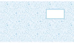 School supplies doodle icons seamless pattern on pastel navy blue backdrop