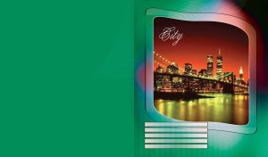 Night cityscape with high skyscrapers and illuminated bridge by the water