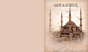 Vintage sepia image of the Blue Mosque in Istanbul, Turkey