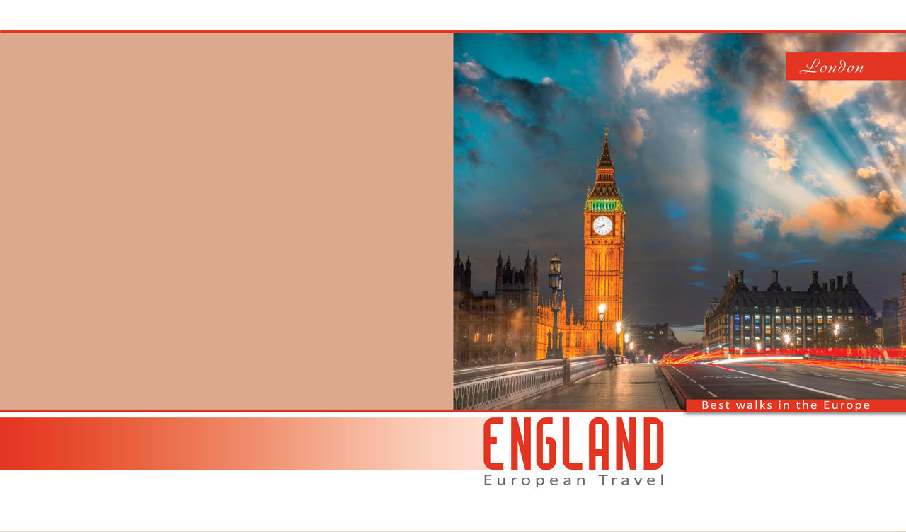 Streets of evening London and the illuminated Big Ben in dark blue twilight