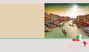 Grand Canal in Venice, Italy against pastel beige and gray backdrop