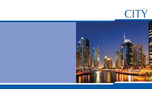 Dubai Marina night cityscape on light navy and white