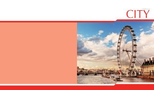 London Eye and the River Thames in daylight on pink-ocher and white