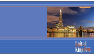 The illuminated Shard skyscraper in London at dusk on a dark blue backdrop