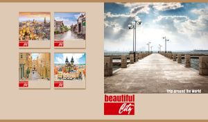 A beautiful view of a stone pier in the Suzhou Industrial Park on a tan backdrop