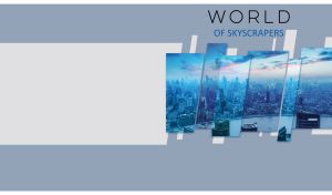 Aerial city view of Shanghai skyscrapers on multi panel canvas on blue-gray