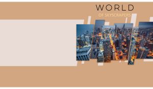 Aerial view of the illuminated city of Chicago on multi panel canvas on tan