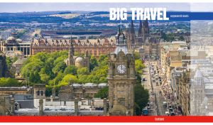 European scenery of Edinburgh Castle on Princess Street in Scotland