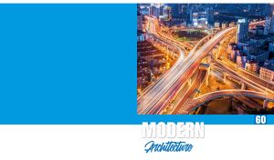 An aerial view of a road interchange in a night city against a blue background