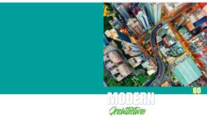Aerial view of skyscraper rooftops and a highway on a teal background