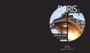 The Eiffel Tower in Paris in a split circle window on black