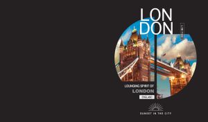 The illuminated London Bridge in a split circle window on black