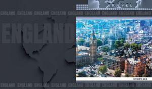Aerial view of London sights on a dark grey world map design