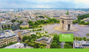 The world famous Arc de Triomphe in Paris, France
