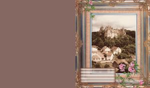 Castle in frame - Rochepot in Burgundy, 12th century, neo Gothic Burgundian