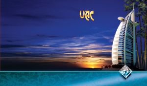 Burj Al Arab in the fading lights of the black-blue sunset