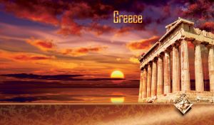 The Parthenon columns of Ancient Greece in the lights of the black-red sunset