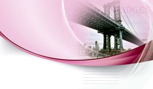 Daytime view of the George Washington Bridge in NYC. Pink and white background.