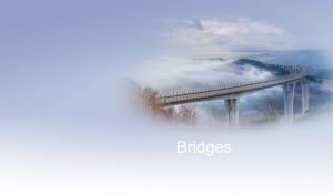 Crni Kal viaduct in a vignette of the pastel blue fog