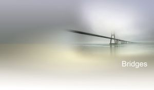 The Vasco da Gama Bridge in a vignette of the pastel green-grey fog