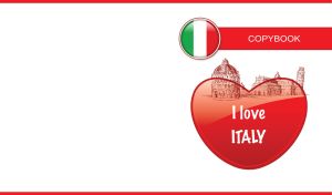I LOVE ITALY art design on a red heart with Italy flag icon on white