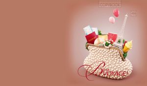 Shopping and leisure traveling composition on a pastel brown backdrop