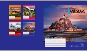 European landmark featuring the Mont-Saint-Michel Abbey on a navy backdrop