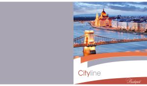 City view at the Chain Bridge in Budapest against pastel gray and white backdrop