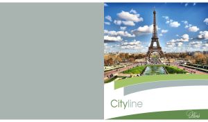 City view at the Eiffel Tower in Paris against pastel gray and white backdrop