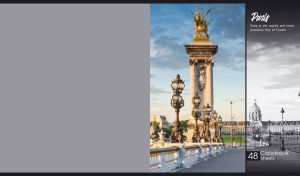 The Pont Alexandre III landmark on colored and black-and-white panels