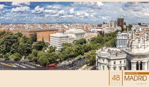 Panoramic aerial view of the cityscape of Madrid on a summer's day