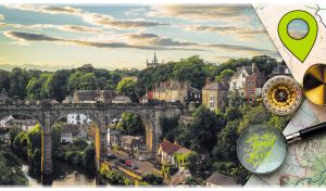 Gorgeous city view with Knaresborough Viaduct and grey roofs in North Yorkshire