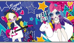 Pretty girls with bow headbands vector on dark blue and fuchsia party backdrop