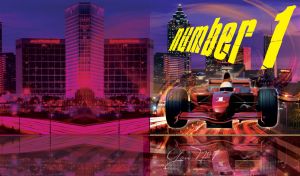 Formula 1 with beautiful night city in the background